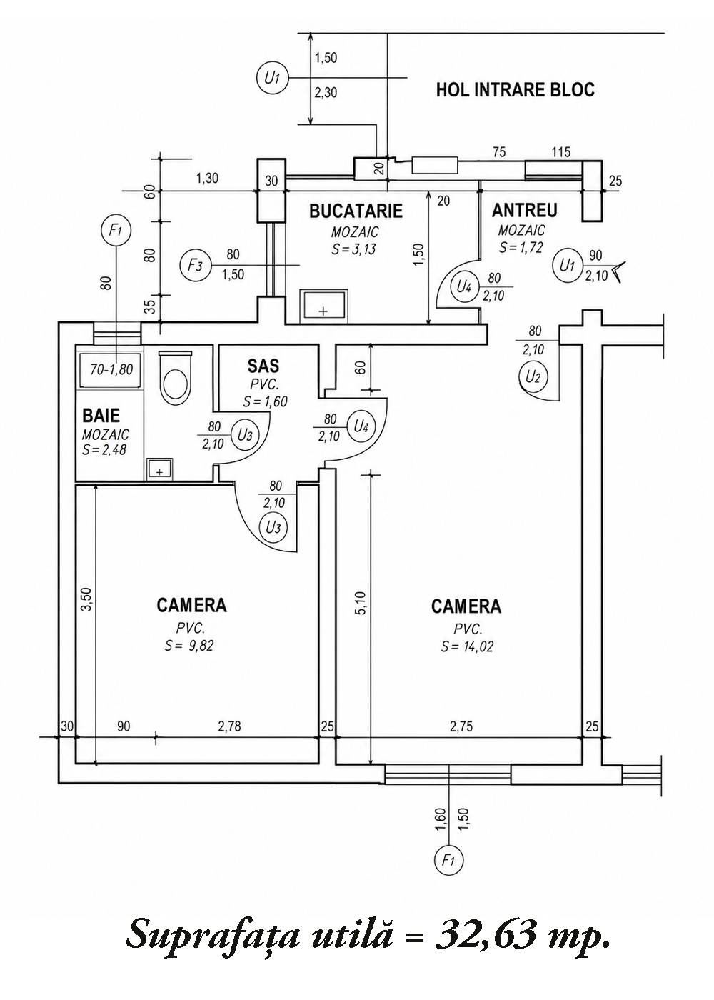 7_Apartament cu 2 camere - etajul 3 - Complet renovat - 63.500 €